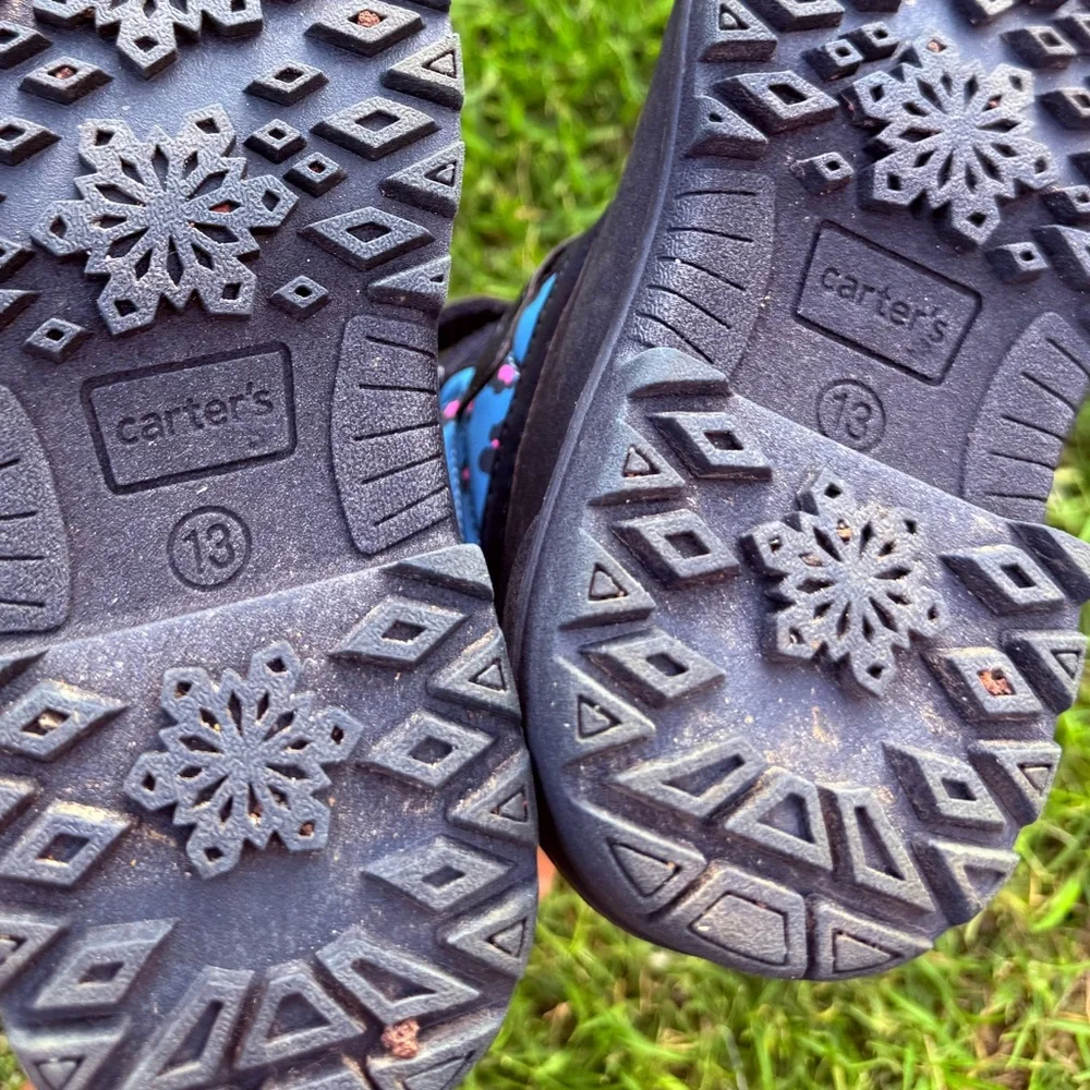 Blue and Pink Floral Winter Boots - Picture 2 of 4